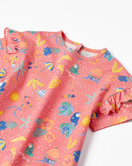 Printed T-shirt with Frills for Baby Girls