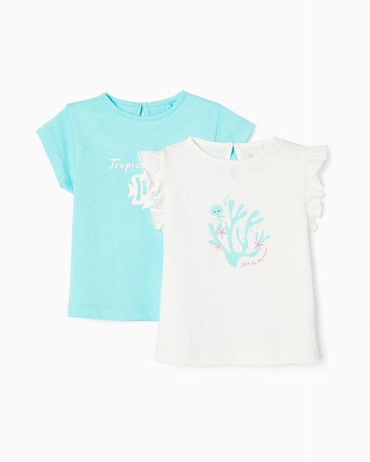 Pack 2 T-shirts for Baby Girls 'Sea Creatures'