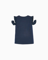 Cotton T-shirt with Open Shoulders for Girls