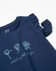 Cotton T-shirt with Open Shoulders for Girls