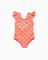 Swimsuit with Hummingbirds UV 80 Protection for Baby Girls