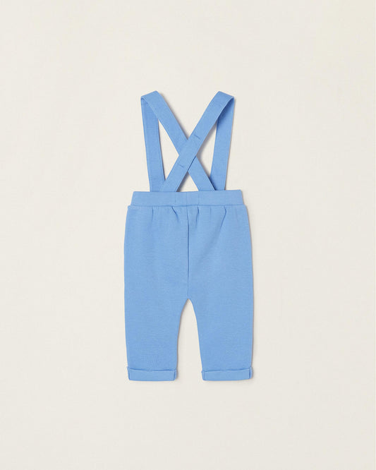 Cotton Ribbed Trousers with Straps for Newborn Baby Boys