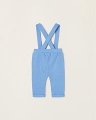 Cotton Ribbed Trousers with Straps for Newborn Baby Boys