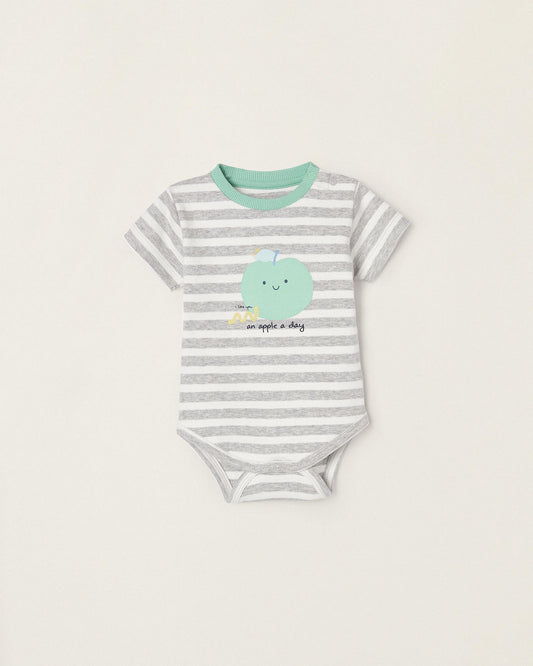 Cotton Ribbed Bodysuit for Newborn Baby Boys 'Apple'