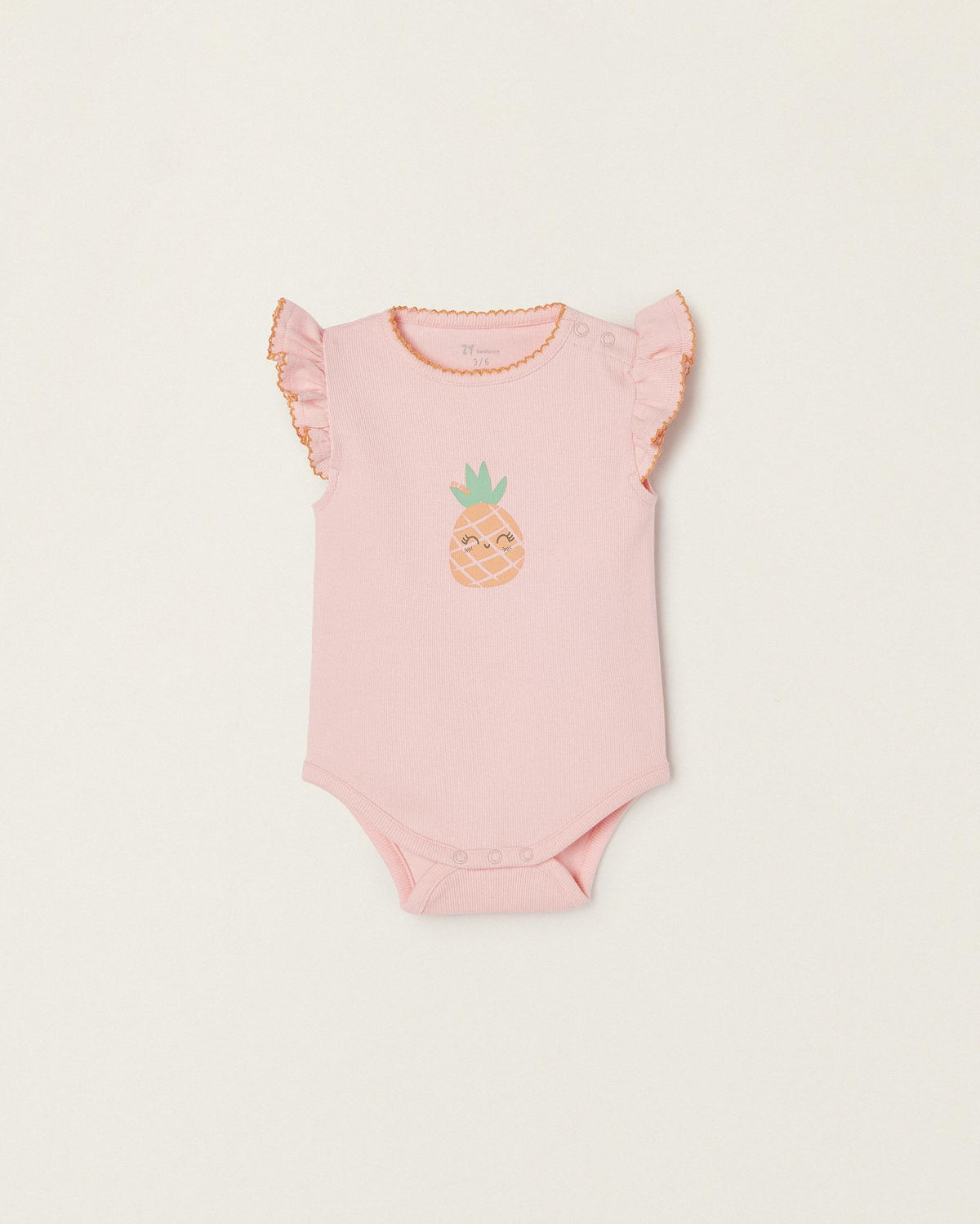 Cotton Ribbed Bodysuit for Newborn Baby Girls 'Pineapple'