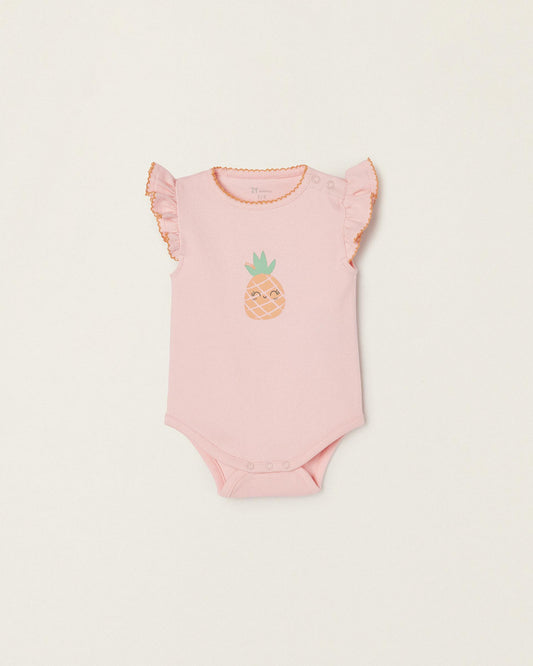 Cotton Ribbed Bodysuit for Newborn Baby Girls 'Pineapple'