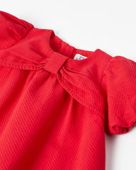 Dress with Bow-Shaped Neckline for Baby Girls