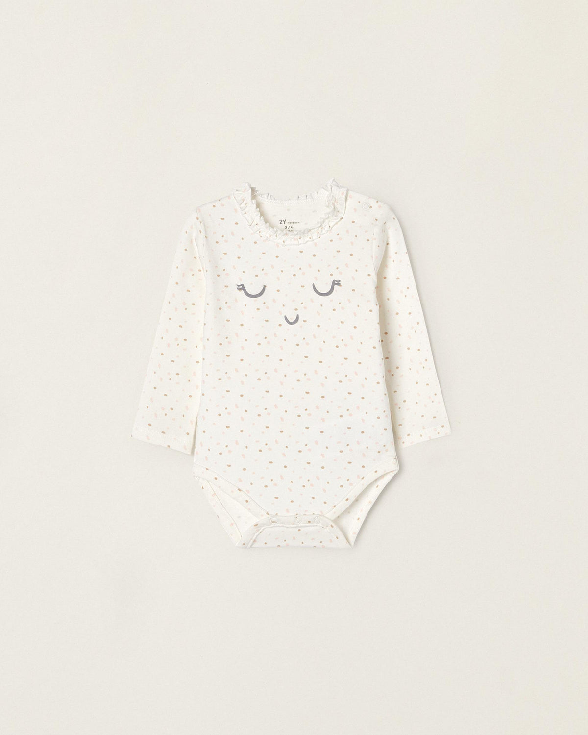 Cotton Bodysuit with Motif for Newborn Baby Girls