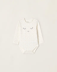 Cotton Bodysuit with Motif for Newborn Baby Girls