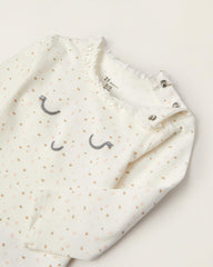 Cotton Bodysuit with Motif for Newborn Baby Girls