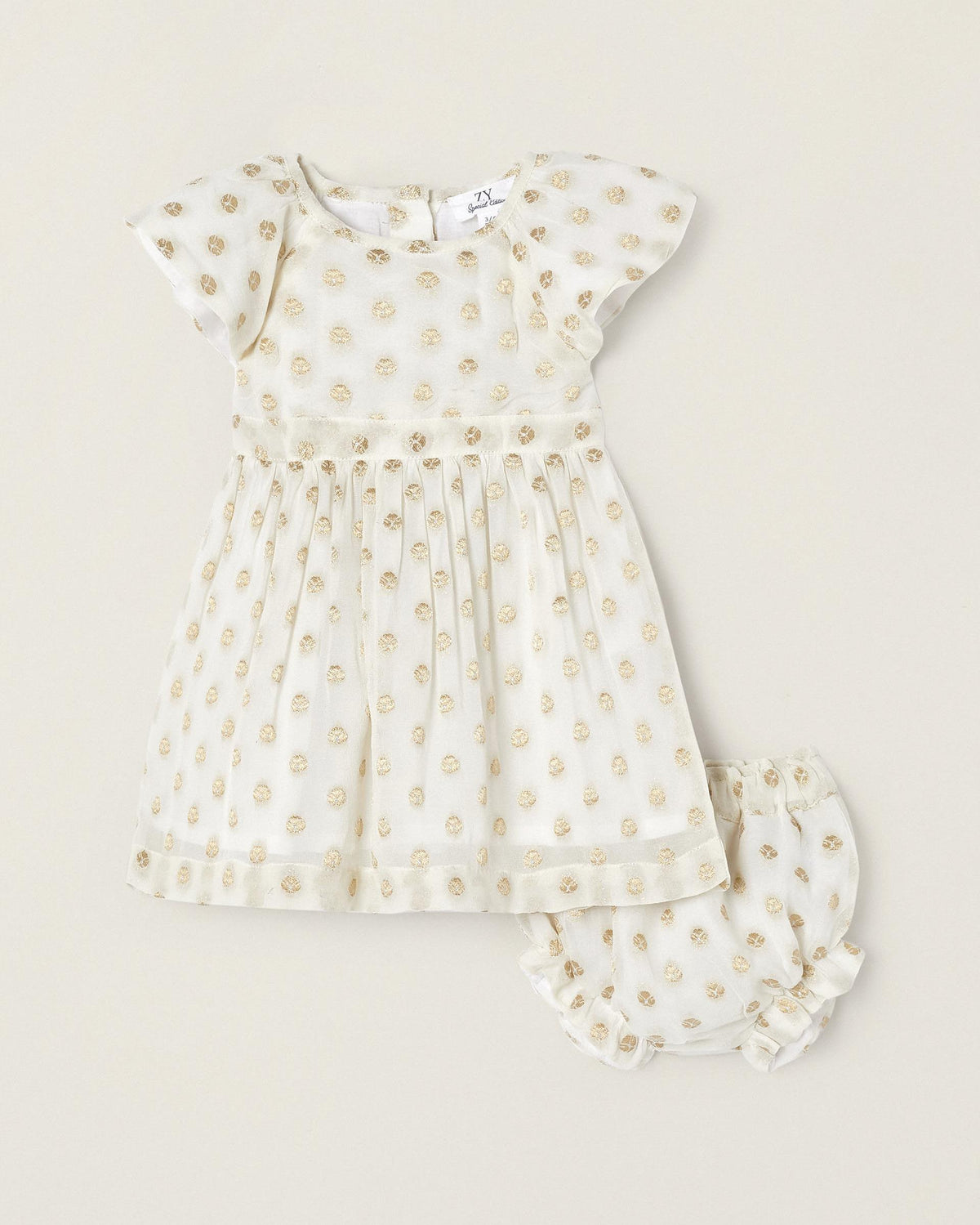 Dress + Bloomers with Lurex Threads for Newborns