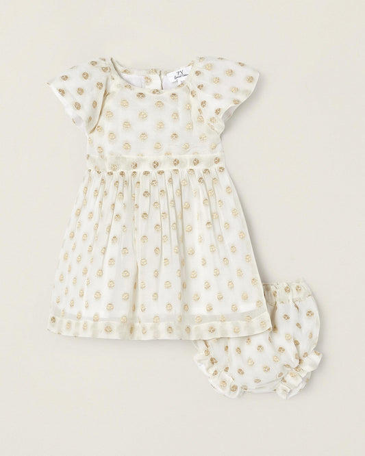 Dress + Bloomers with Lurex Threads for Newborns