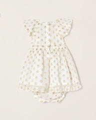 Dress + Bloomers with Lurex Threads for Newborns