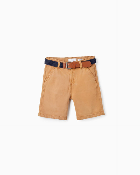 Chino Twill Shorts With Belt for Boys