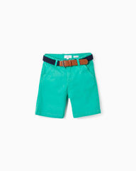 Chino Twill Shorts With Belt for Boys