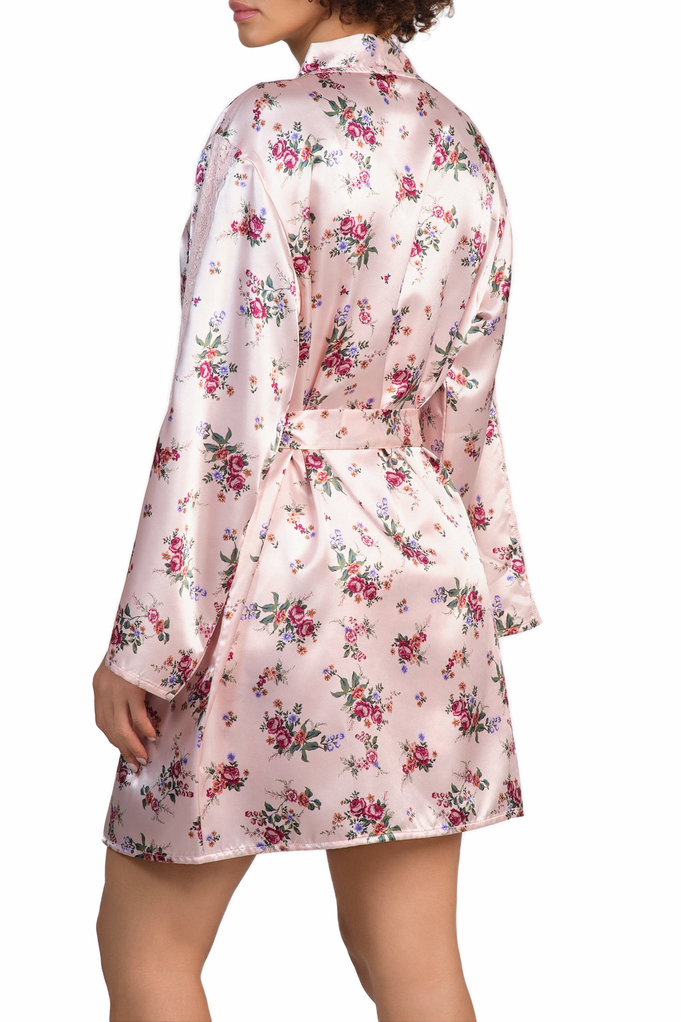 Isla & Evie Satin Robe Floral Print / LARGE