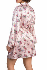 Isla & Evie Satin Robe Floral Print / LARGE