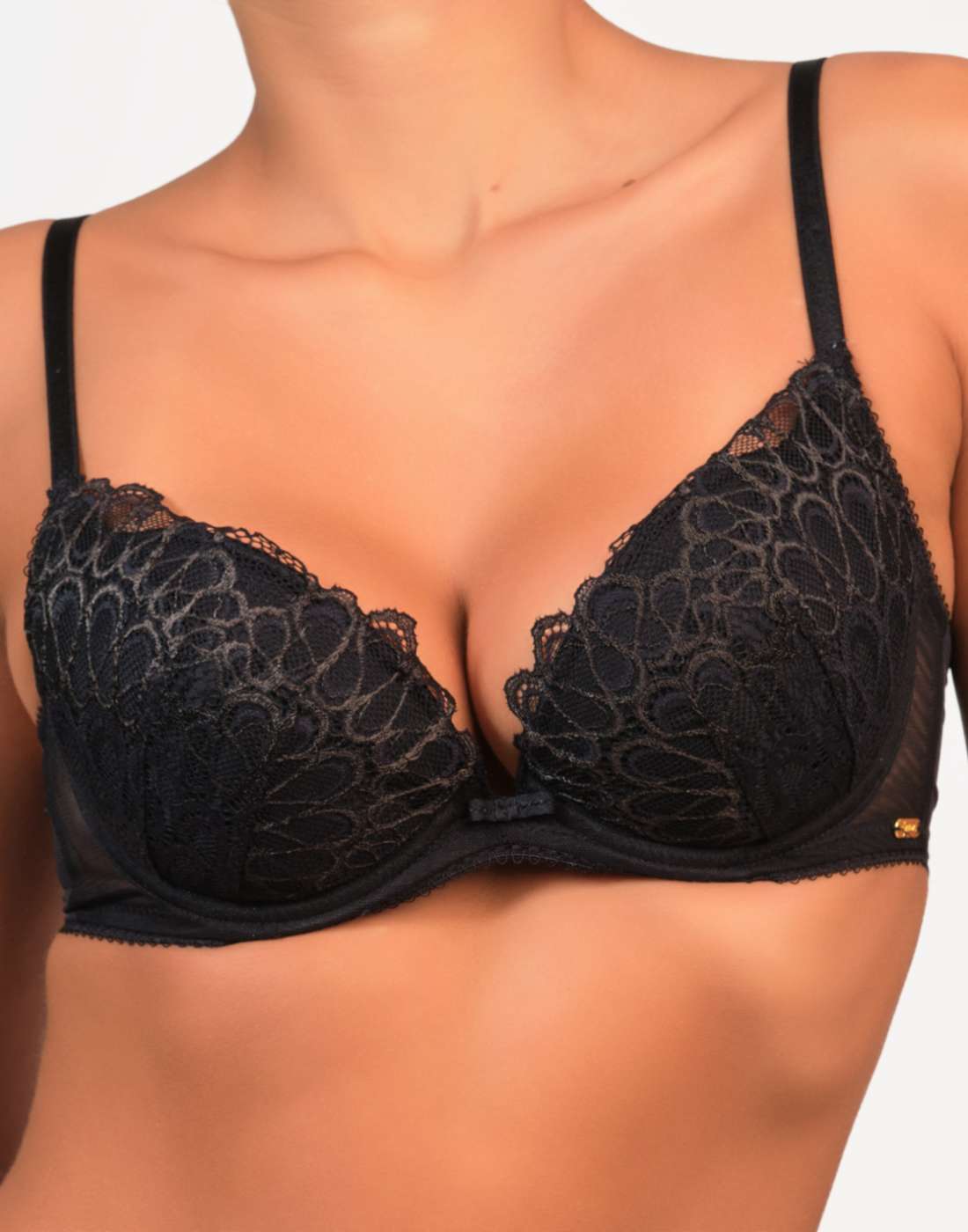 Gossard Swirl Padded Plunge Bra-Black 34B / Black