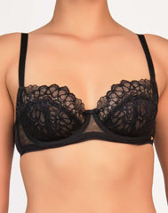 Gossard Swirl Non-Padded Balconette Bra- Black 34B / Black