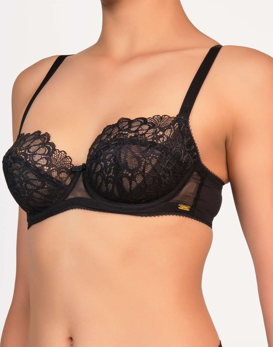 Gossard Swirl Non-Padded Balconette Bra- Black 34B / Black