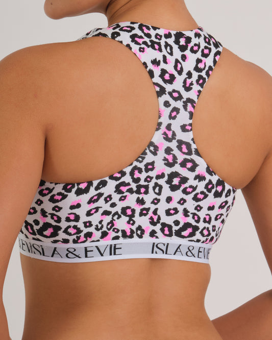 Logo Band Bra Top PINK LEOPARD / MED