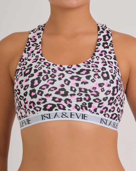 Logo Band Bra Top PINK LEOPARD / MED