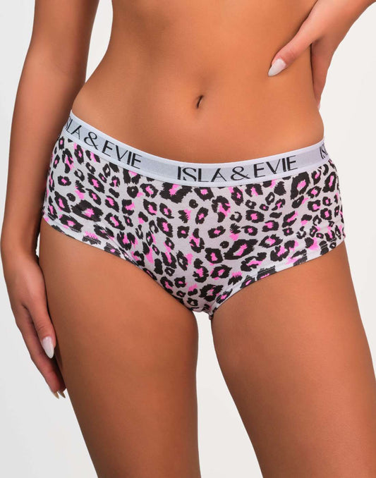 Pantieslogobandboyshort Pink Leopard / MED