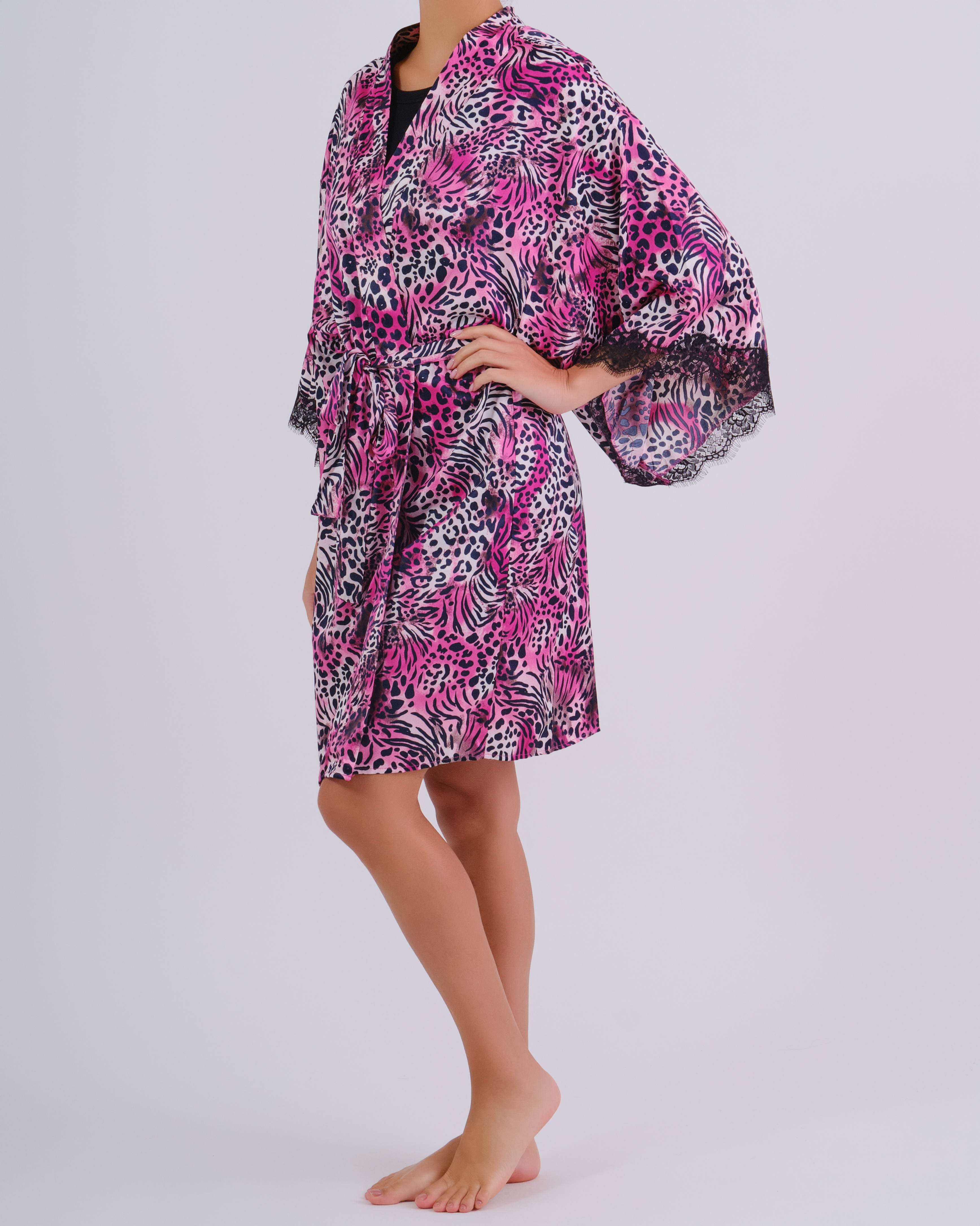 Isla & Evie Animal Fuscia Robe PINK / M-L