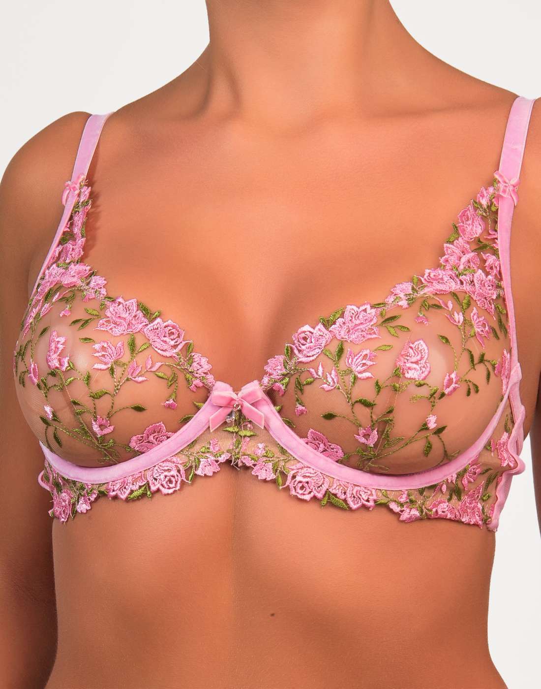 Dita Von Teese Sexy Unlined Plunge Lace Bra Light Pink / 34B-LSD