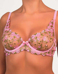 Dita Von Teese Sexy Unlined Plunge Lace Bra Light Pink / 34B-LSD