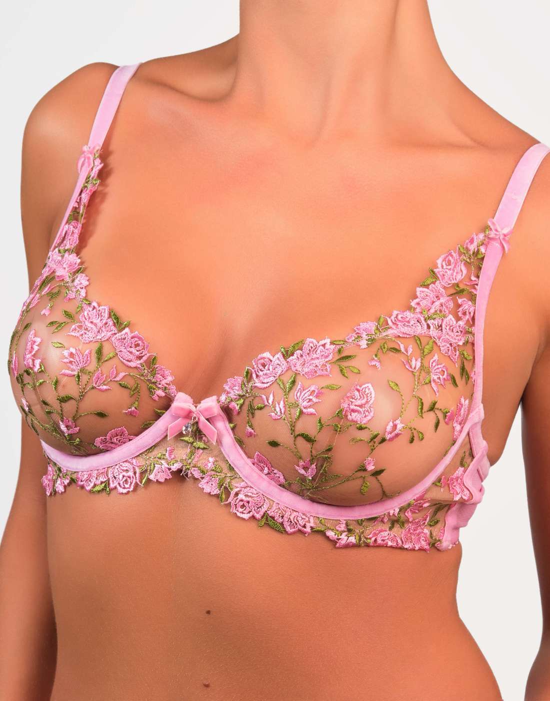 Dita Von Teese Sexy Unlined Plunge Lace Bra Light Pink / 34B-LSD