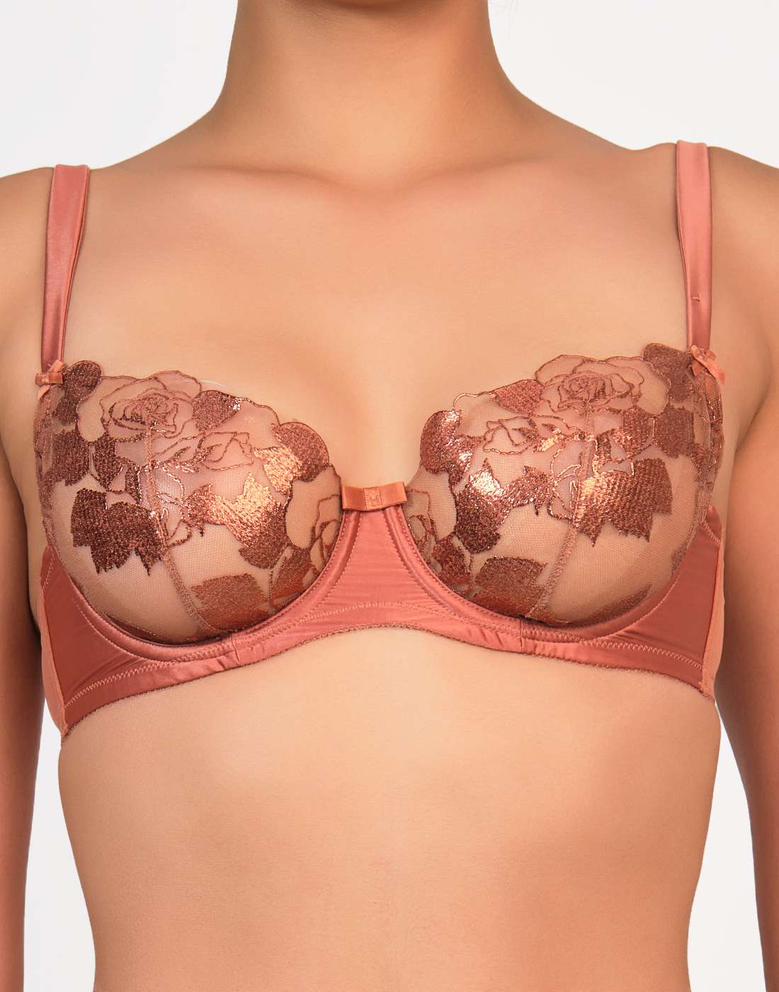 Dita Von Teese Sexy Unlined Balconette Lace Bra Brown / 34B-LSD