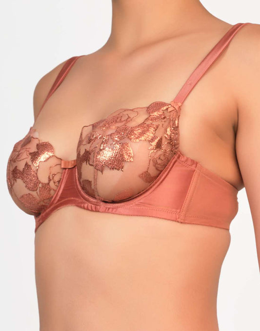 Dita Von Teese Sexy Unlined Balconette Lace Bra Brown / 34B-LSD