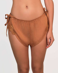 Isla & Evie Brie Tie Side Flirty Shorts MED / Copper Bronze