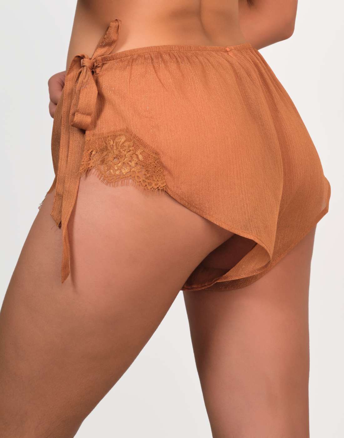 Isla & Evie Brie Tie Side Flirty Shorts MED / Copper Bronze