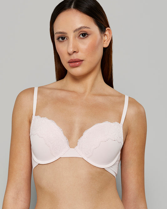 ISLA & EVIE PUSH UP RIBBED BRAS BARELY PINK / 34B