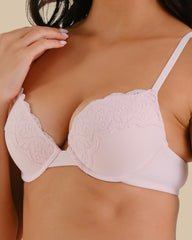 ISLA & EVIE PUSH UP RIBBED BRAS BARELY PINK / 34B