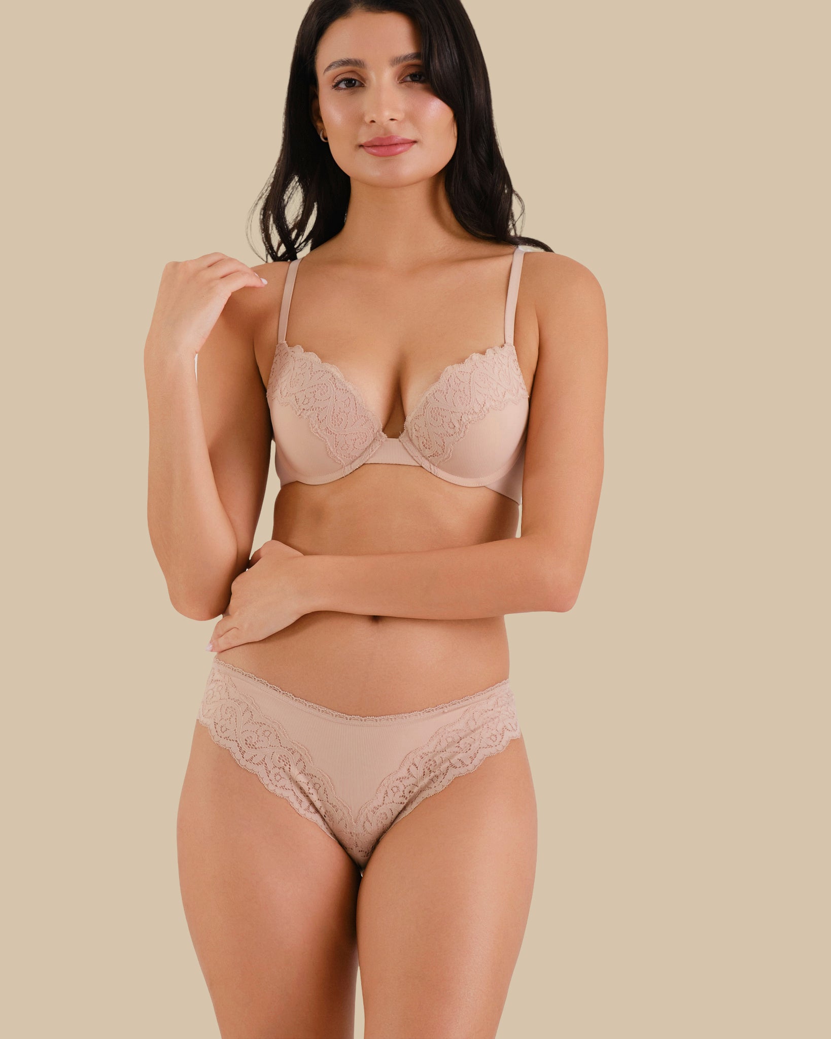 Isla & Evie Bra Push Up Rib RUGBY TAN / 34B