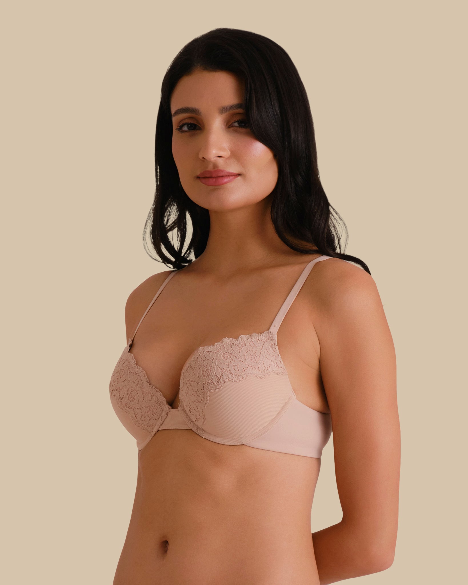 Isla & Evie Bra Push Up Rib RUGBY TAN / 34B