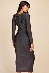 Little Mistress Black Metallic Midi