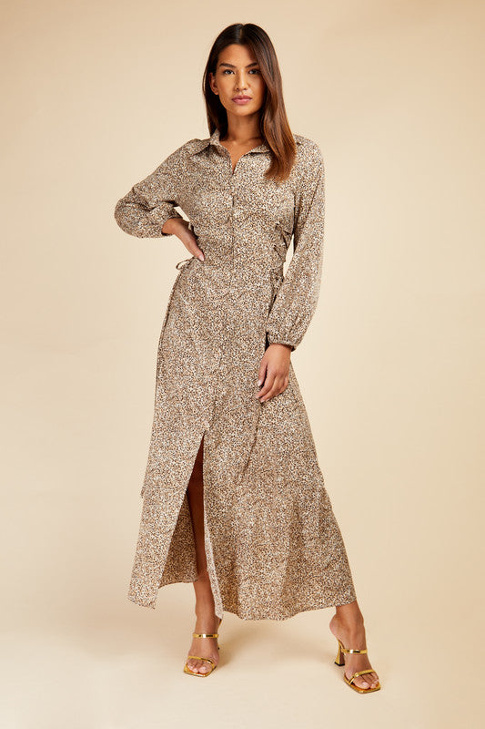 Little Mistress Leopard Shirt Maxi