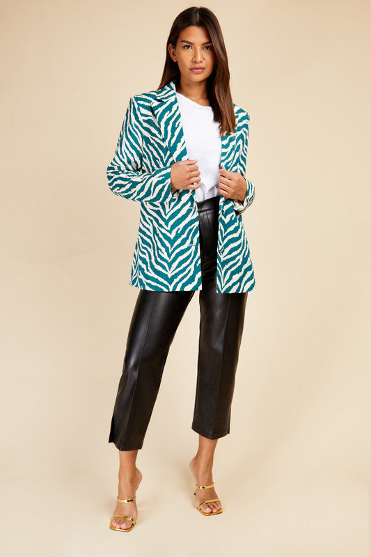 Little Mistress Green Zebra Blazer