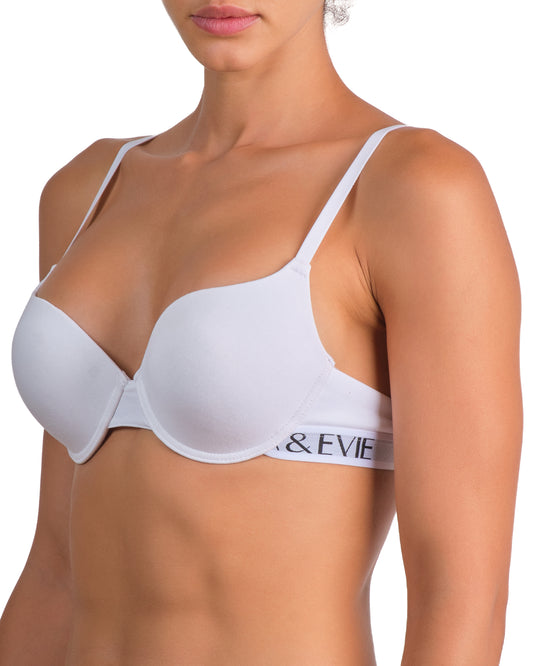 Isla & Evie Logo Band Push Up Tshirt Bra Brilliant White / 32A