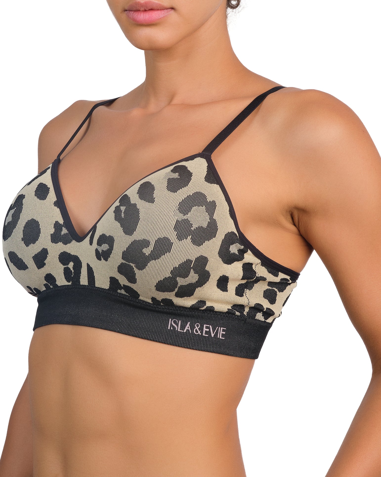 Isla & Evie Moulded Plunge Bra - Leopard Leopard / LARGE