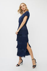 Little Mistress Navy Tiered Midaxi