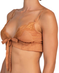 Isla & Evie Brie Tie Front Bralette Copper Bronze / XS