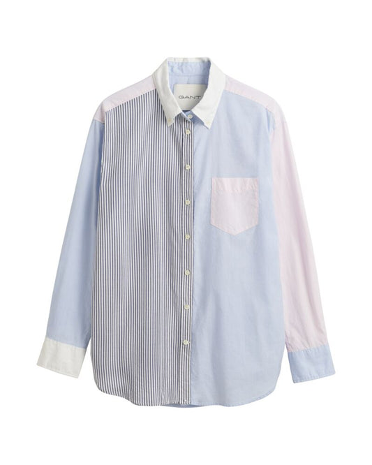 Relaxed Fit Patchwork Shirt Muted Blue / 32