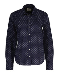 Regular Fit Dot Print Cotton Voile Shirt Evening Blue / 32