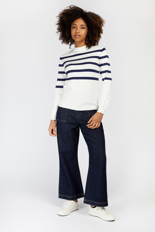 Little Mistress Navy Stripe Top