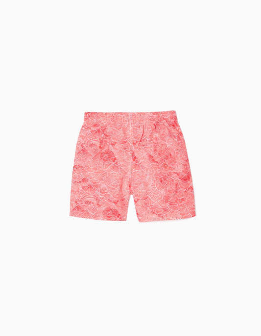 Zippy Swim Shorts For Boys 'Waves', Coral/White